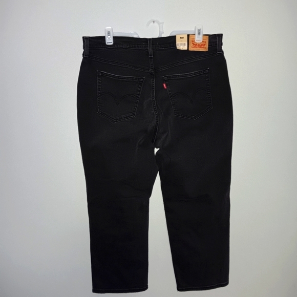 Levi's women's wedgie straight black jeans size 20W button fly distressed - Picture 4 of 5